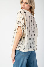 Bow Print Top-Shirts & Tops-Eesome-Cream-Small-Inspired Wings Fashion