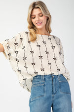 Bow Print Top-Shirts & Tops-Eesome-Cream-Small-Inspired Wings Fashion