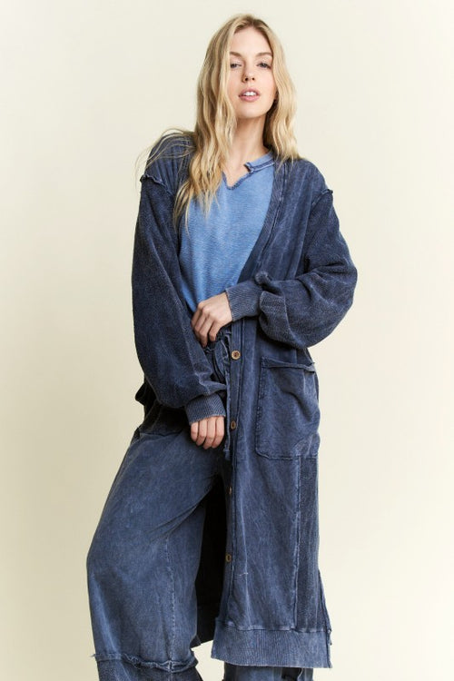 Terry Oversized Cardigan-Cardigans-J Her-Navy-Small-Inspired Wings Fashion