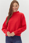 Mock Neck Knit Top-Shirts & Tops-Jodifl-Red-Small-Inspired Wings Fashion