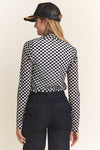 Checkered Mesh Top-Shirts & Tops-Jade by Jane-Black/White-Small-Inspired Wings Fashion