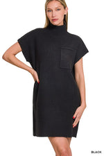 Mock Neck Sweater Dress-Dresses-Zenana-Black-Small-Inspired Wings Fashion