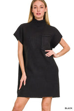 Mock Neck Sweater Dress-Dresses-Zenana-Black-Small-Inspired Wings Fashion