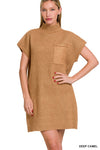 Mock Neck Sweater Dress-Dresses-Zenana-Deep Camel-Small-Inspired Wings Fashion