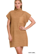 Mock Neck Sweater Dress-Dresses-Zenana-Deep Camel-Small-Inspired Wings Fashion