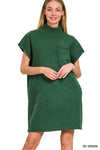 Mock Neck Sweater Dress-Dresses-Zenana-DK Green-Small-Inspired Wings Fashion