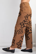 Wide Leg Flower Pants-Pants-Easel-Almond-Small-Inspired Wings Fashion