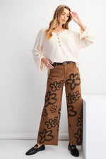 Wide Leg Flower Pants-Pants-Easel-Almond-Small-Inspired Wings Fashion