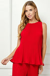 Pleated Sleeveless Top-Shirts & Tops-See and Be Seen-Red-Small-Inspired Wings Fashion