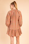 Rust Plaid Mini Dress-Dresses-Heyson-Dusty Orange-Small-Inspired Wings Fashion