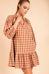 Rust Plaid Mini Dress-Dresses-Heyson-Dusty Orange-Small-Inspired Wings Fashion