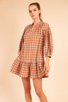 Rust Plaid Mini Dress-Dresses-Heyson-Dusty Orange-Small-Inspired Wings Fashion