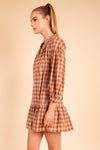 Rust Plaid Mini Dress-Dresses-Heyson-Dusty Orange-Small-Inspired Wings Fashion