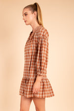 Rust Plaid Mini Dress-Dresses-Heyson-Dusty Orange-Small-Inspired Wings Fashion