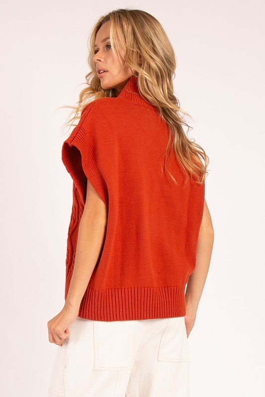 Turtle Neck Sweater Vest-Sweaters-Heyson-Rust-Small-Inspired Wings Fashion