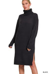 Midi Sweater Dress-Dresses-Zenana-Black-Small-Inspired Wings Fashion