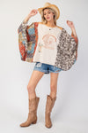 Quilted Poncho-Tops-Easel-Khaki Coral-Small-Inspired Wings Fashion