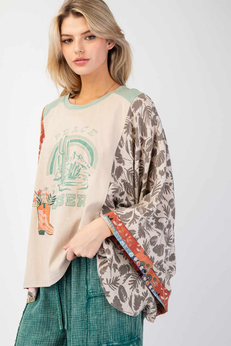 Quilted Poncho-Tops-Easel-Khaki Coral-Small-Inspired Wings Fashion