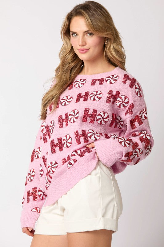 HoHoHo Sweater-Sweaters-Fantastic Fawn-Lt. Pink-Small-Inspired Wings Fashion