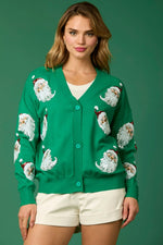 Sequin Santa Button Up Cardigan-Cardigans-Fantastic Fawn-Green-Small-Inspired Wings Fashion