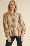 Metallic Bow Babydoll Top-Shirts & Tops-Jodifl-Taupe-Small-Inspired Wings Fashion