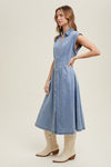 Button Up Denim Midi Dress-Dress-Wishlist-Denim-Small-Inspired Wings Fashion