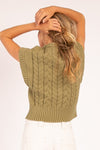 Cropped Cable Knit Sweater-Sweaters-Heyson-Olive-Small-Inspired Wings Fashion