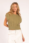 Cropped Cable Knit Sweater-Sweaters-Heyson-Olive-Small-Inspired Wings Fashion