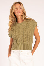 Cropped Cable Knit Sweater-Sweaters-Heyson-Olive-Small-Inspired Wings Fashion