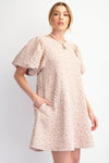 Floral Jacquard Dress-Dress-Easel-Sand-Small-Inspired Wings Fashion