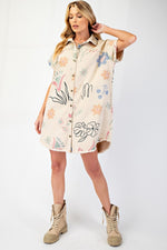 Floral Twill Shirt Dress-Dress-Easel-Khaki-Small-Inspired Wings Fashion