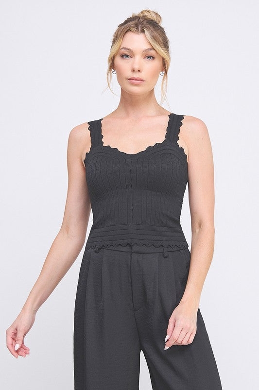 Pointelle Knit Bralette-bralette-Allie Rose-Black-O/S-Inspired Wings Fashion
