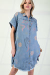 Denim Floral Shirt Dress-Dress-Easel-LT Denim-Small-Inspired Wings Fashion