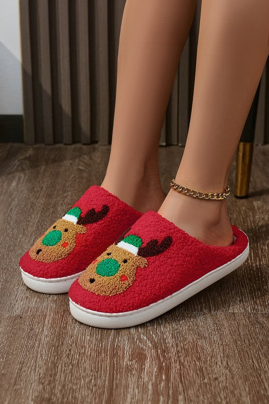 Plush Reindeer Slippers-Shoes-Kentce-Red-37/6.5-Inspired Wings Fashion