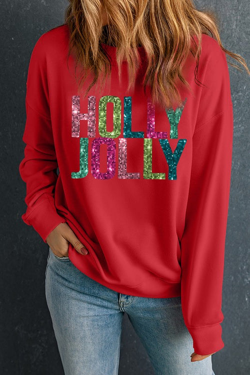 Holly Jolly Sweatshirt-Sweatshirt-Kentce-Red-Small-Inspired Wings Fashion