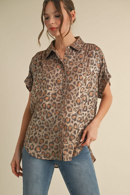 Leopard Button Up Top-Shirts & Tops-Jodifl-Toffee-Small-Inspired Wings Fashion