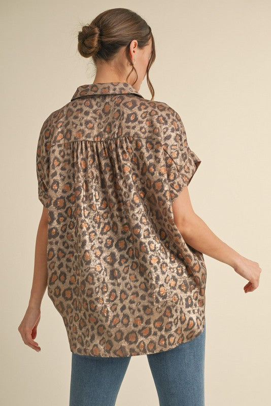 Leopard Button Up Top-Shirts & Tops-Jodifl-Toffee-Small-Inspired Wings Fashion