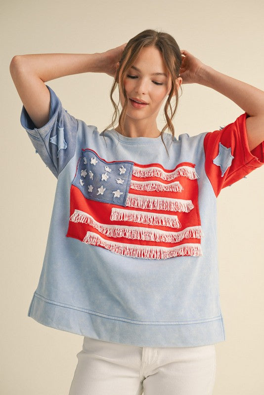 Color Block Flag Top-Top-Jodifl-Sky Blue-Small-Inspired Wings Fashion