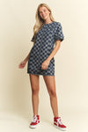 Checkered Denim Mini Dress-Dress-Jade by Jane-Denim-Small-Inspired Wings Fashion