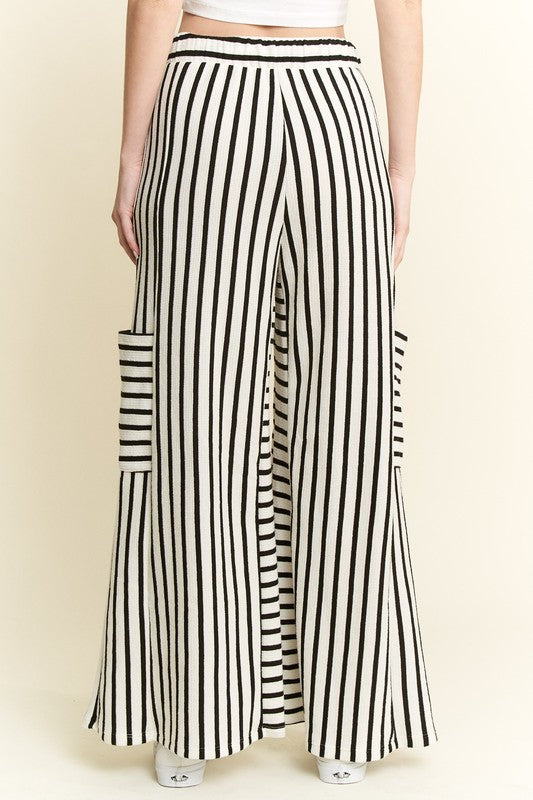 Wide Leg Stripe Pants-Pants-Jade by Jane-White/Black-Small-Inspired Wings Fashion