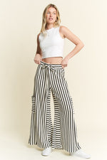 Wide Leg Stripe Pants-Pants-Jade by Jane-White/Black-Small-Inspired Wings Fashion