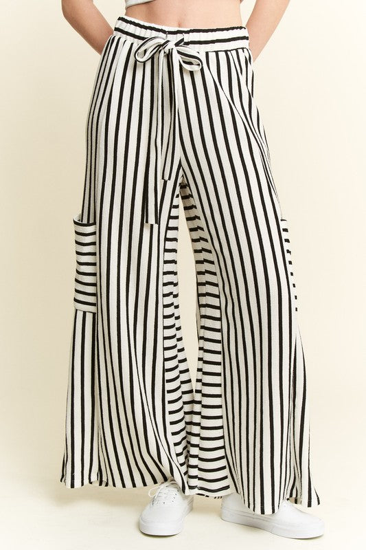 Wide Leg Stripe Pants-Pants-Jade by Jane-White/Black-Small-Inspired Wings Fashion
