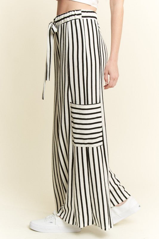 Wide Leg Stripe Pants-Pants-Jade by Jane-White/Black-Small-Inspired Wings Fashion