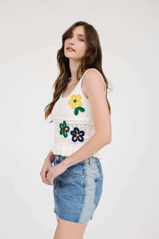Floral Knit Top-top-Blu Pepper-Ivory-Small-Inspired Wings Fashion
