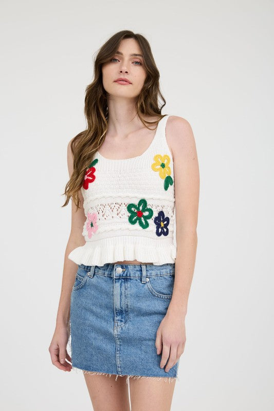 Floral Knit Top-top-Blu Pepper-Ivory-Small-Inspired Wings Fashion