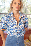 Stripe Contrast Floral Top-Shirts & Tops-VOY-Blue-Small-Inspired Wings Fashion