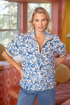 Stripe Contrast Floral Top-Shirts & Tops-VOY-Blue-Small-Inspired Wings Fashion