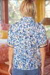 Stripe Contrast Floral Top-Shirts & Tops-VOY-Blue-Small-Inspired Wings Fashion