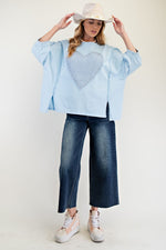 Stud Heart Patch Top-Shirts & Tops-Easel-Sky-Small-Inspired Wings Fashion