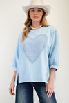 Stud Heart Patch Top-Shirts & Tops-Easel-Sky-Small-Inspired Wings Fashion